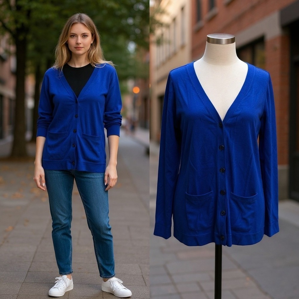 Talbots V-Neck Girlfriend Cardigan style dual front patch pockets Lightweight 1X